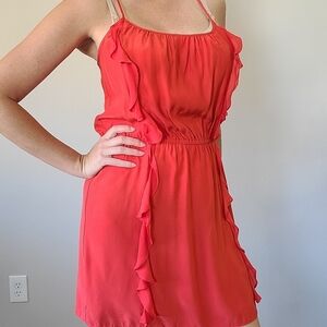 Parker silk ruffle racerback tank mini dress Valentines
